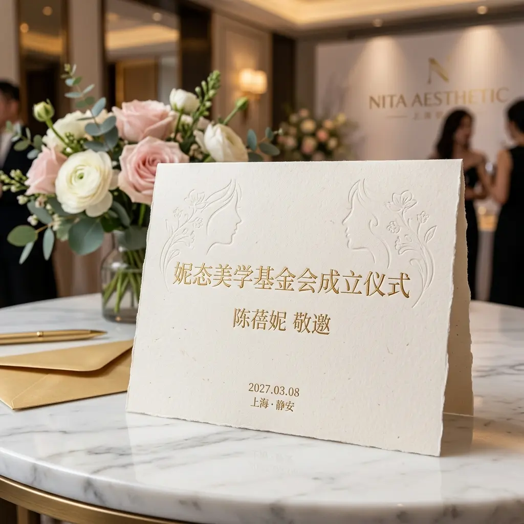 2027年3月8日‘妮态美学基金会’成立仪式上的邀请函与当晚的捐赠名录