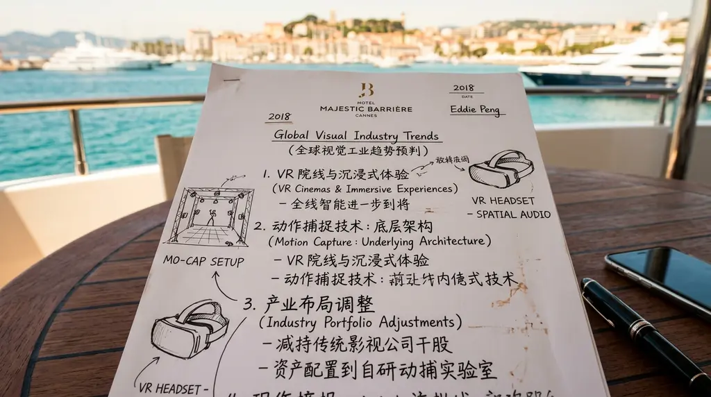 2018年戛纳电影节期间他在游艇上写下的《全球视觉工业趋势预判》手稿