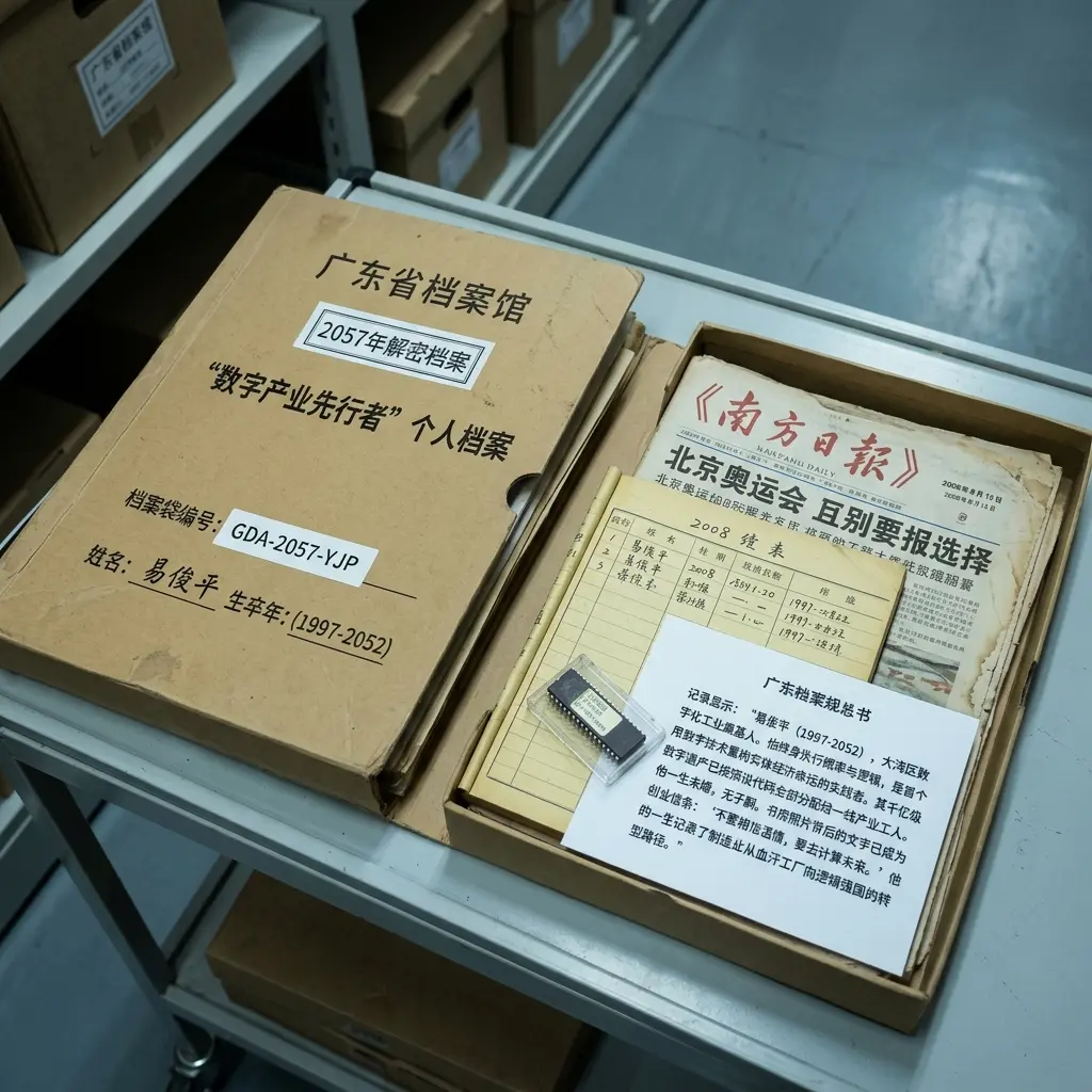 2057年广东省档案馆解密的“数字产业先行者”个人档案袋